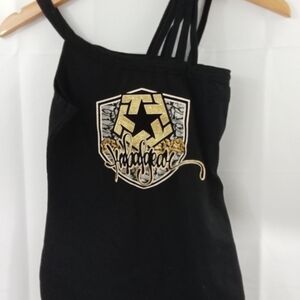 Black Tank Top with Gold Graphic
